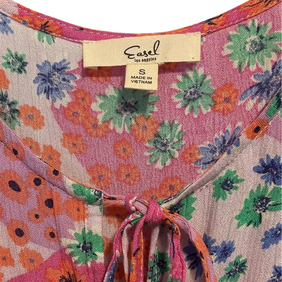 NWT Easel LA Multicolor Boho Floral Patchwork Dress/Tunic Top Oversized Small - Picture 4 of 10